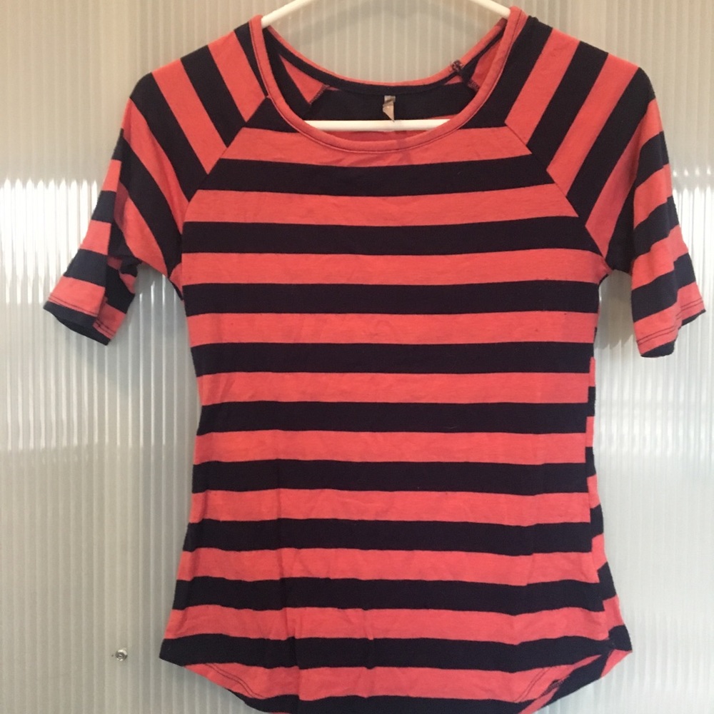Pink and Navy Striped Shirt